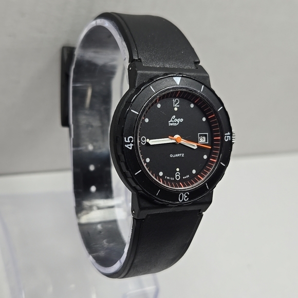 Rare Fortis Logo Swiss Date Watch New Battery 426.70.41 Black Rotating Bezel main image 9